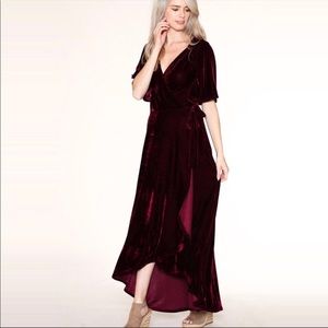 Maroon Velvet wrap dress